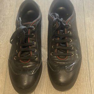 Gucci black monogram low top sneakers 37.5 246344